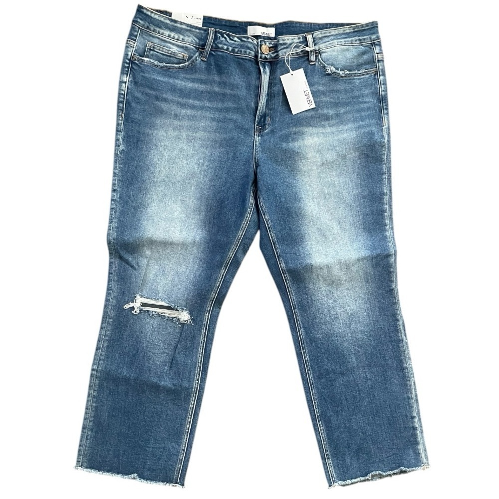 VERVET Carlene New Mid Rise Slim Straight Blue Jeans Women's Size 22 Distressed